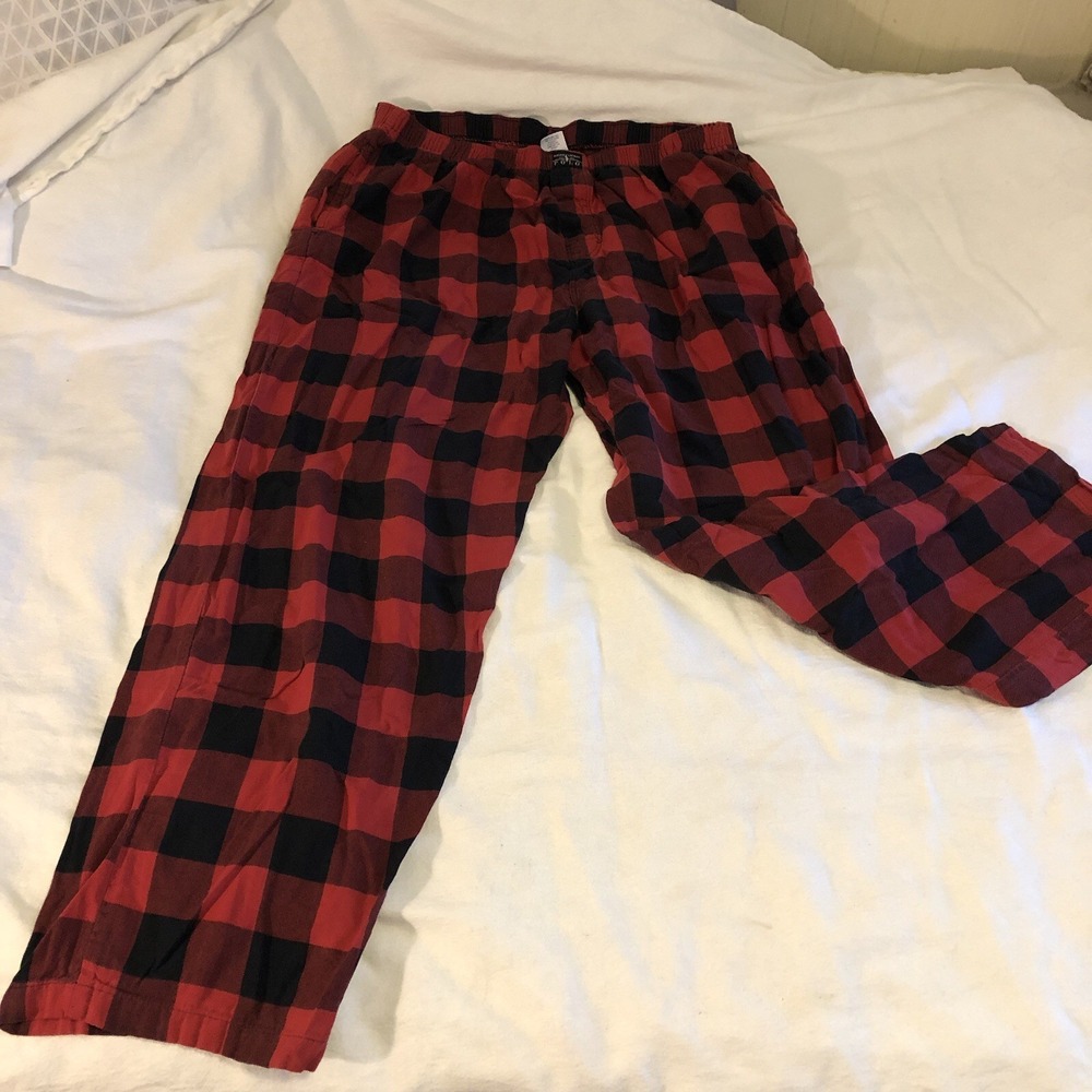 Polo Ralph Lauren Pajama Bottoms Mens XL Red, Black Plaid  Preppy Dad Casual